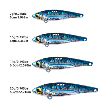 VIB Lure 3D Eyes Pencil 7g 10g 14g 20g Balancer Spoon Spinner Painting Fishing Lure Hard Bait Fishing Tackle Treble Hook