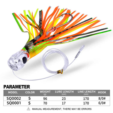 70g/96g Resin Head Octopus Soft Skirt Lure Deep Sea Boat Fishing Big Trolling Bait for Tuna Wahoo Shark Skirts Fast Sinking