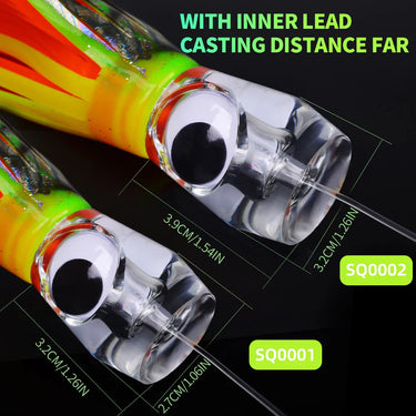 70g/96g Resin Head Octopus Soft Skirt Lure Deep Sea Boat Fishing Big Trolling Bait for Tuna Wahoo Shark Skirts Fast Sinking