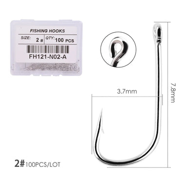 100pcs Long Shank Fishing Hook for Fishing Live Bait with Double Bait Keeper Barbs High Carbon Steel Fishhooks