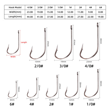 20pcs/box Fishing Hooks Carbon Steel Long Shank Saltwater Hook 6#-4/0# Barbed Ocean Fish Jig Hooks Size Sea Fishhook