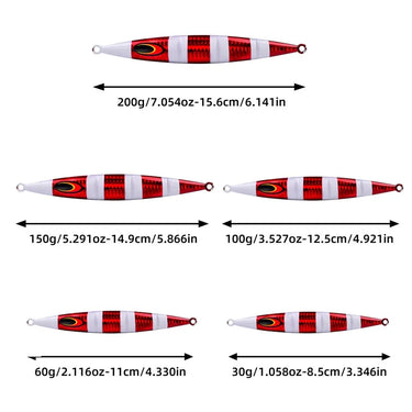 30g/60g/100g/150g/200g Fast Sinking Jigging Fishing Lure Laser Paper Coating Luminous Jig Lure Sea Fishing Trolling Jigging