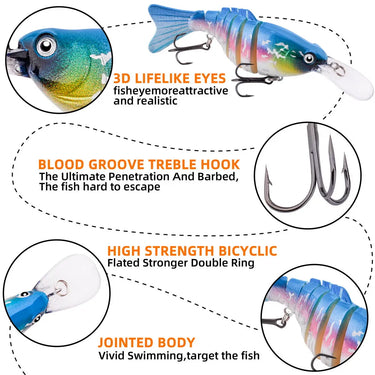 Multi-section Swim Fishing Lures Wobblers 12cm 18g Artificial Long tongue Bait SwimBait Crankbait JerkBait Pike Tackle