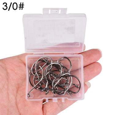 20pcs/box Fishing Hooks Offset Circle Fishing Hook Carp Fishhook Jig Big Barbed Hook High Carbon Steel Fishing Hooks Tackle