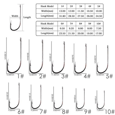 100pcs/box Long Shank Fishing Hooks Size 1#-12# High Carbon Steel Fishhook Sharp Barbed Offset Narrow Bait Fishing Hook
