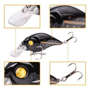 80MM 11g Hard VIB Lures Fishing Minnow Bait Treble Hooks Sinking Crankbait Wobblers Fishing Tackle 3D Eyes