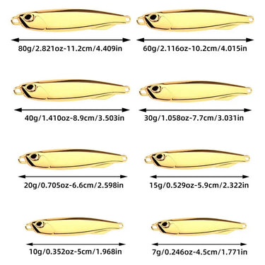 Metal Jig Bait 7g-80g Mackerel Artificial Fishing Lure Sinking Far Casting Jigging Bait Spoon Spinnerbait