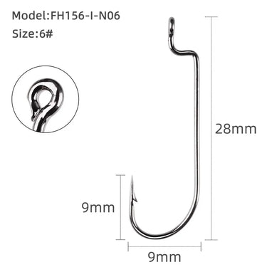 100pcs Fishing Hook High Carbon Steel Crank Offset Fishhook For Soft Worm Lure 6#-5/0# Bass Barb Wobbler