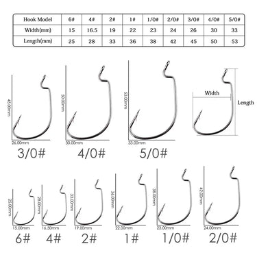 50pcs Box High Carbon Steel Fishing Crank Hooks Barbed Carp Jig Lure Fly Fishing Hooks With Hole For Soft Worm Lure Jig