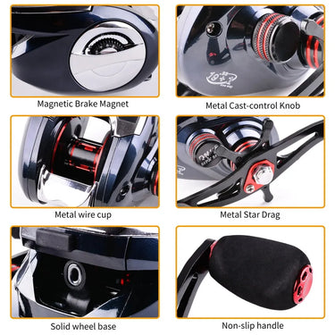 Digital Display Electronic Fishing Reel 8.0:1 High Speed Ratio Low Profile Line Counter Baitcasting Reel Fishing Tools