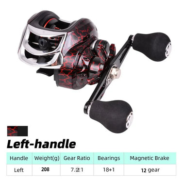 Red Crack Best Baitcasting Reel 7.2:1 High Speed Spare Spool Reel Fishing Saltwater Fresh Fishing Casting Fishing Reel