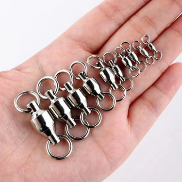 20/50pack Ball Bearing Swivel Solid Rings Stainless Steel Fishing Connector Freshwater Saltwater Fishing For Trolling Bait Lure