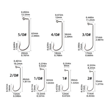 10pcs/box 90 Degree Jig Fly Fishhook Tying Strong Wire Fish Hook Size 2 1 1/0-5/0 Aberdeen Jig Fishing For Sea Fishing Hooks
