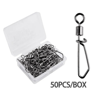 50/10PCS Pike Fishing Accessories Connector Pin Bearing Rolling Swivel Stainless Steel Snap Fishhook Lure Swivels Tackle