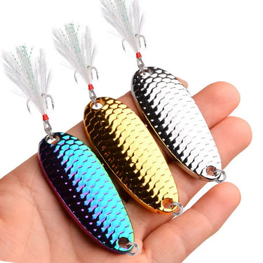 Metal 1.5-20g Fishing Lures Wobbler Spinner Bait Spoon Artificial Bass Hard Sequin Paillette Metal Steel Hook Lure