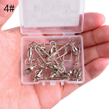 10pcs 0-6# Fishing Accessories Eight-ring Connector Stainless Steel Snap Fishhook Swivels Tackle for Hooks Fishing with box