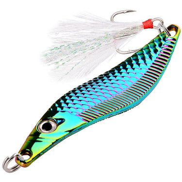 Metal Spinner Spoon Fishing Lure VIB Vibration Sequins Jigs Wobblers Artificial Baits With Feather Hook For Bass Trout Bait