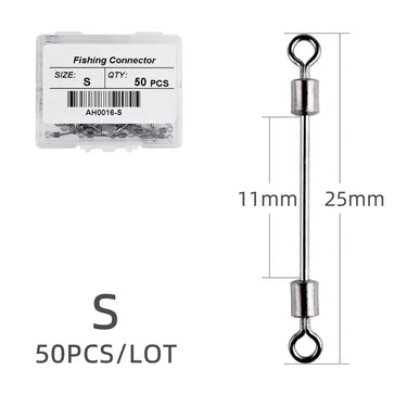 10/50pcs Rolling Swivel Fishing Connector Pin Bearing Interlock Snap S M L Fishhooks Lures Carp Fishing Accessories WIth box