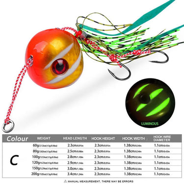 Deep Sea Iron Plate with Silicone Skirt Dual Hook Noctilucent Slow Jig Fishing Bait Lead Body For Freshwater Saltwater Fishing