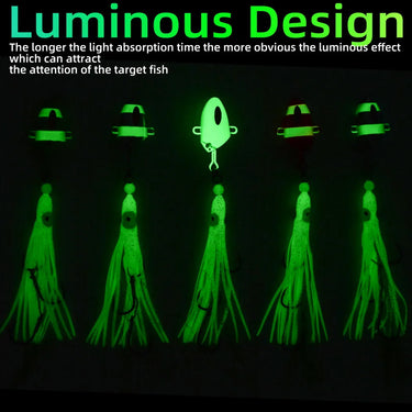 Jig Lures 100g-300g Slow Metal Jig Luminous Squid Hook Sinking Saltwater Spinning Fishing for Marlin Snapper Grouper