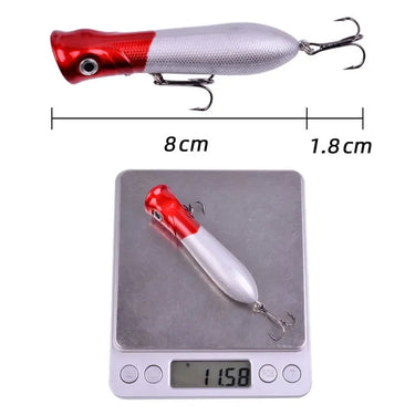Popper Fishing Lure Wobbler 3D Eyes 8cm 11.5g Topwater Hard Iscas Artificial Plastic Bait Crankbait Pesca Carp Fishing