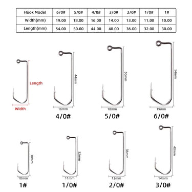 100pcs 7150 Jig Hooks V Bend High Carbon Steel Black Nickle for DIY Jigs Fishing Hooks 6/0 5/0 4/0 3/0 2/0 1/0
