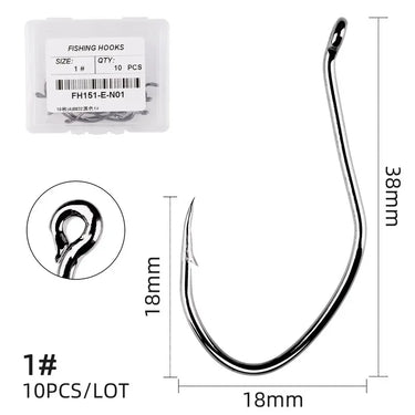 10pcs/box Fishing Hooks with Barbs, Corrosion-resistant and High-quality Carbon Steel Fishhooks, Multi Size Fishing Hooks Set
