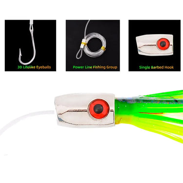 84g/112g Trolling Bait For Marlin Tuna Dolphin Shark Big Game, Deep-sea Fishing Bait, Octopus Squid Skirt Trolling Lures