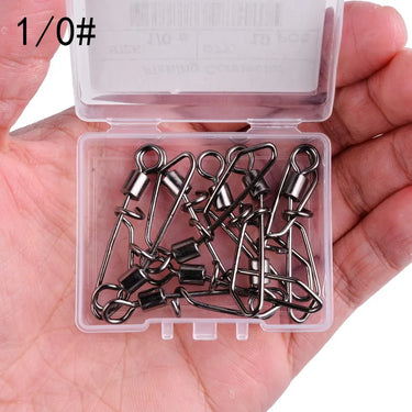 10Pcs/ Box Fishing Rolling Swivels Connector with T shape Snap 2#-12# For Fishhook Lure Tackle Carp Fishing Accessories