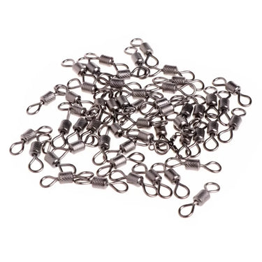 100pcs/box Fishing Swivel 1#-14# Sizes Solid Connector Ball Bearing Snap Fishing Swivels Rolling Stainless Steel Beads
