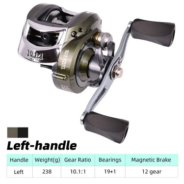 Lightweight Spool 10.1:1 Gear Ratio Baitcasting Fishing Wheel Baitcasting Reel 10kg Max Drag Saltwater High Speed Fishing Reel