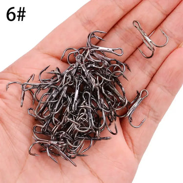 10Pcs 1# 2# 4# 6# 8# 10# Black Fishing Hook High Carbon Steel Treble Overturned Hooks Fishing Tackle Round Bend Treble For Bass