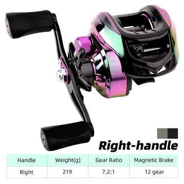 New Baitcasting Reel High Speed 7.2:1 Gear Ratio Fresh Saltwater Magnetic Brake System Ultralight Fishing
