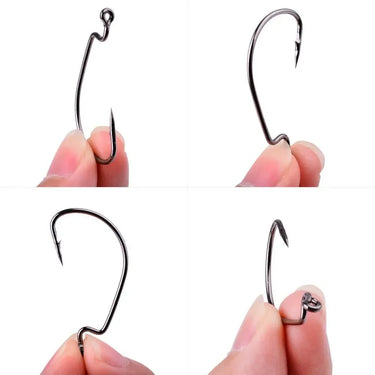 50pcs Box High Carbon Steel Fishing Crank Hooks Barbed Carp Jig Lure Fly Fishing Hooks With Hole For Soft Worm Lure Jig