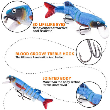 Minnow Fishing Lure 115mm 17g Multi Jointed Sections Crankbait Artificial Hard Bait Bass Trolling Pike Carp Fishing Tools