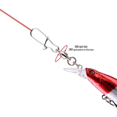 10/50/box Swivels Stainless Steel Fishing Connector Interlock Rolling with Hooked Bearing Fishhook Lure Tackle Accessories