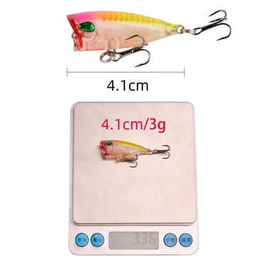 Mini Popper Fishing Lure 4.1cm-3g Floating Poper Bait Top Water Bait Crankbait Wobbler Artificial Swimbait Minnow