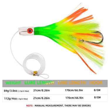 84g/112g Trolling Bait For Marlin Tuna Dolphin Shark Big Game, Deep-sea Fishing Bait, Octopus Squid Skirt Trolling Lures