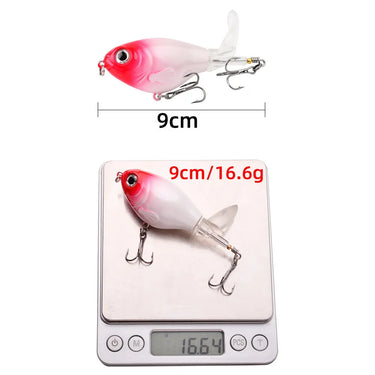 Topwater Fishing Lure 16.6g Popper Wobbler Artificial Hard Bait Bass Popper Soft Rotating Tail Fishing Tackle
