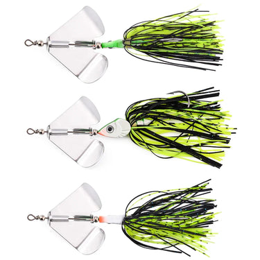 Fishing Lures 10g 14g Blade Metal Bait With Rubber Skirt Artificial Wobbler Buzzbait Jigging Lure Spinner Spoon For Pike