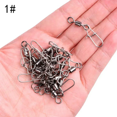 50PCS Pike Fishing Accessories Connector Pin Bearing Rolling Swivel Stainless Steel Snap Fishhook Lure Swivels Tackle