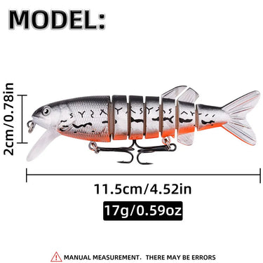 Minnow Fishing Lure 115mm 17g Multi Jointed Sections Crankbait Artificial Hard Bait Bass Trolling Pike Carp Fishing Tools