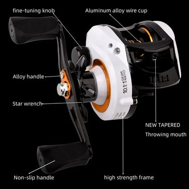 Baitcasting Fishing Reel 10.1:1 Gear Ratio 10Kg/22Lb Max Drag Casting Reel for Freshwater Saltwater Fishing