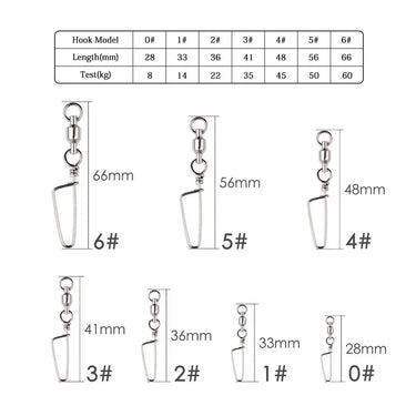 50pcs Fishing Swivels Connector Ball Bearing Rolling Swivel 0#-6# for Fishhook Lure Carp Fishing Accessories