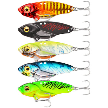 Metal VIB Fishing Lure - Heavy-duty Bass, Pike, Trout, and Sunfish - with Double Blood Hooks - Fast-sinking Hard Bait