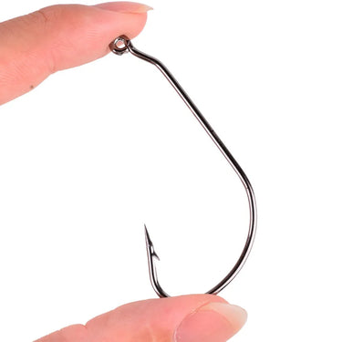 10pcs/box Fishing Hooks Soft Lure Worm Fish hook Black High Carbon Steel Wide Crank Fishing Hook Tackle 1/0-5/0# Pesca Fishhook