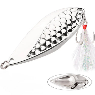 Snake Hard Spinner Spoon Lure Metal Sequins Baits with Treble Hook Feather Fishing Lures Gold Silver 2.5g-50g