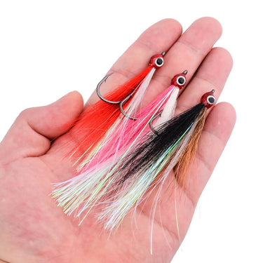 5Pcs Bucktail Teasers Fishing Hooks High Carbon Steel Steelhead Minnow Fly Fishing Flies Lure for Salmon Trout Bass