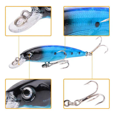 Laser Minnow Fishing Lure 9CM 7.5G Pesca Hooks Fish Wobbler Tackle Crankbait Artificial Hard Bait Swimbait