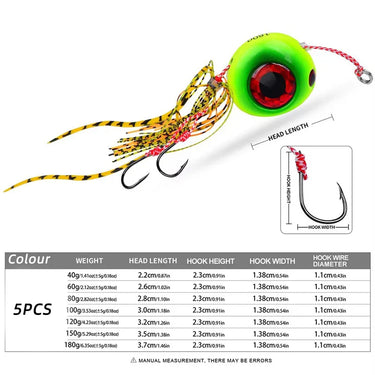 40G-180G Jig Saltwater Fishing Lures Bass Wobblers Carp Crankbait Pesca Artificial Tackle Sea Fishing Lure Jig Bait With Skirts